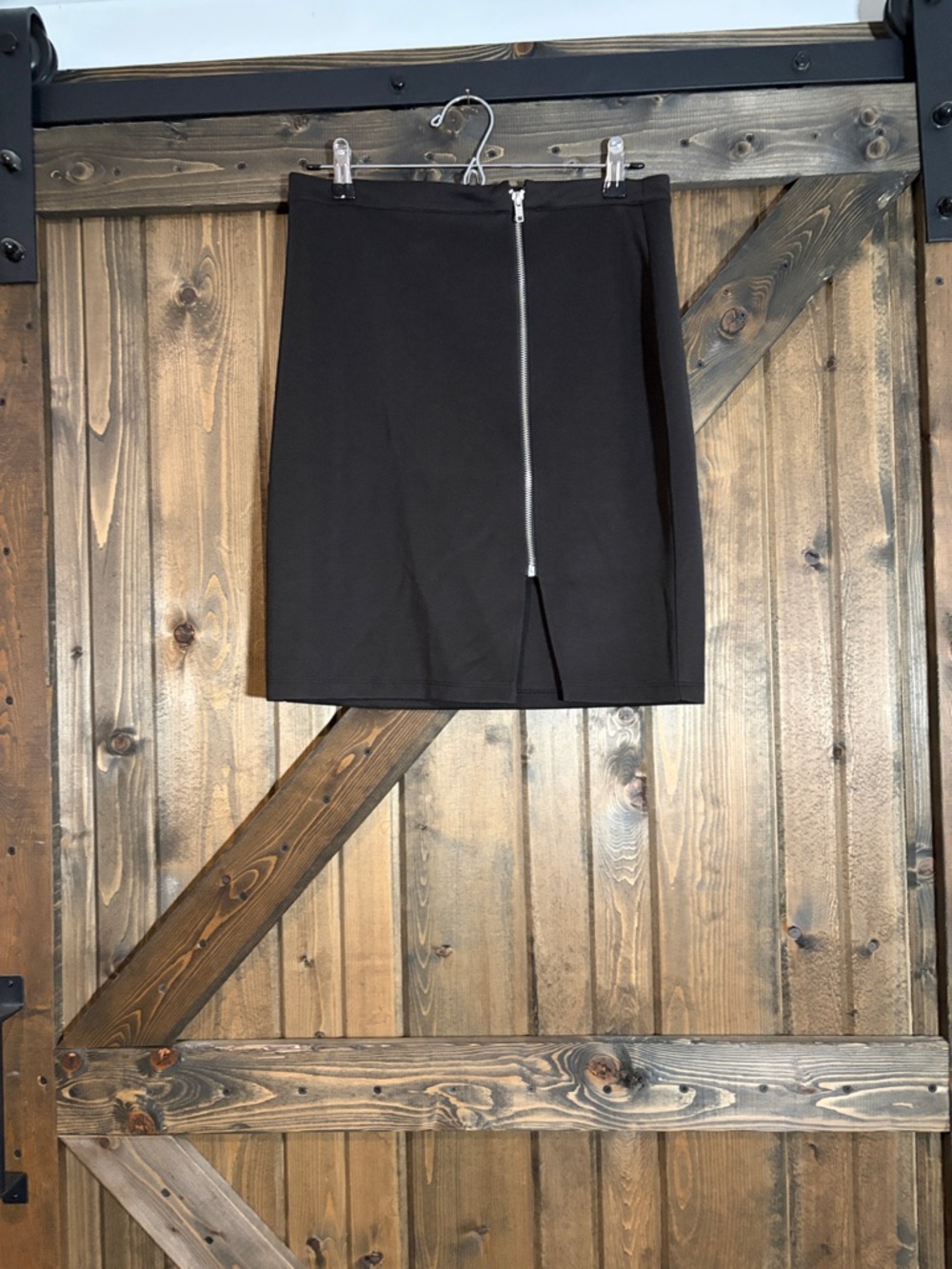 Black Zip-Front Women's Skirt